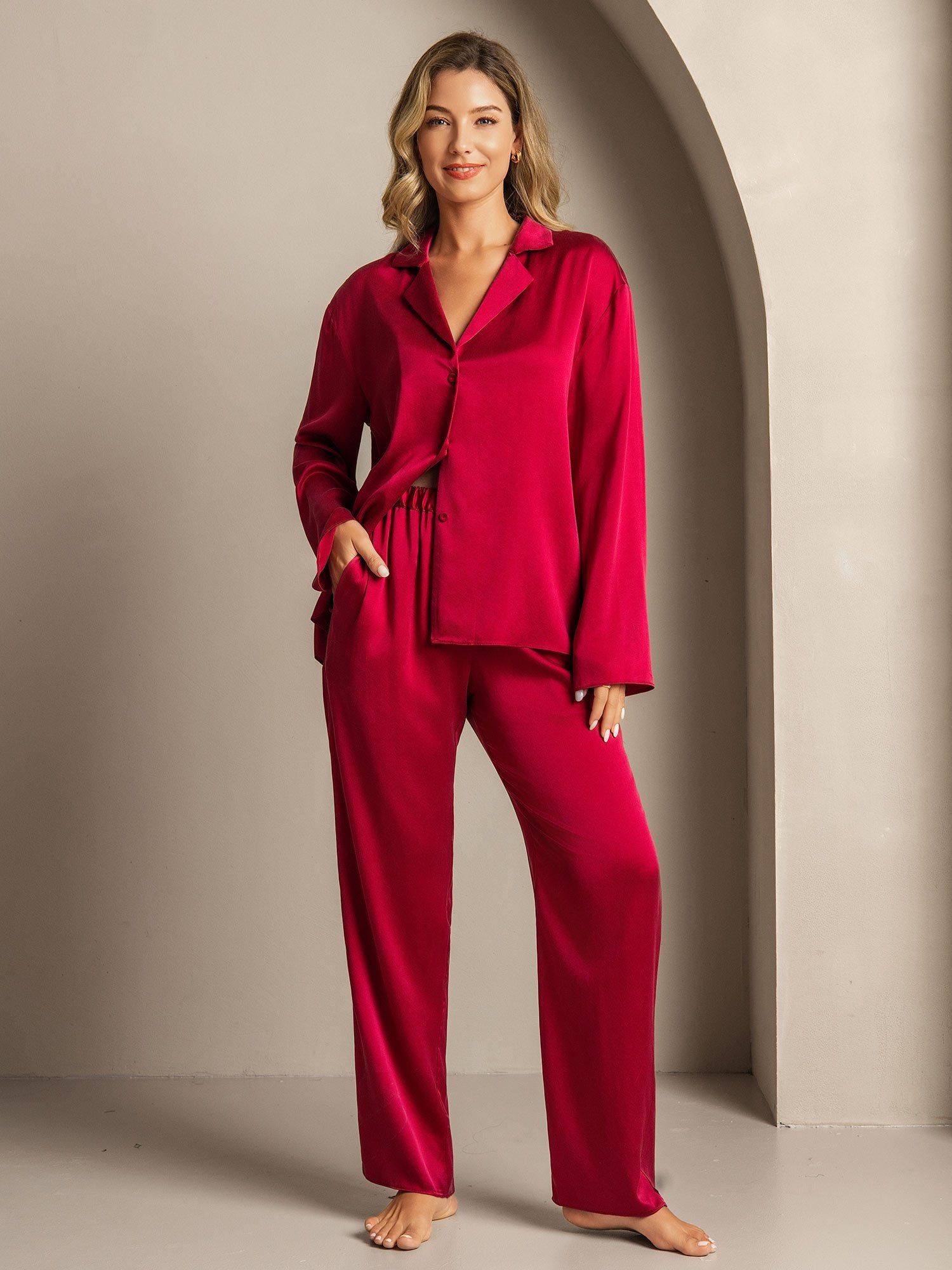 [Vin] SilkSilky-SE 19Momme Silke Skårad Dam Pyjama 005