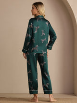 [Smaragd Zebra] SilkSilky-SE Long Sleeve Lapel Collar Dam Pyjama 002