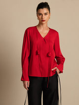 [Vin] SilkSilky-SE Long Sleeve V Neck Damblusar 001