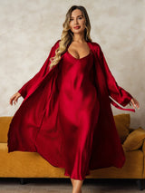 [Vin] SilkSilky-SE Long Sleeve V Neck Dam Nattlinne&Morgonrock Set 004