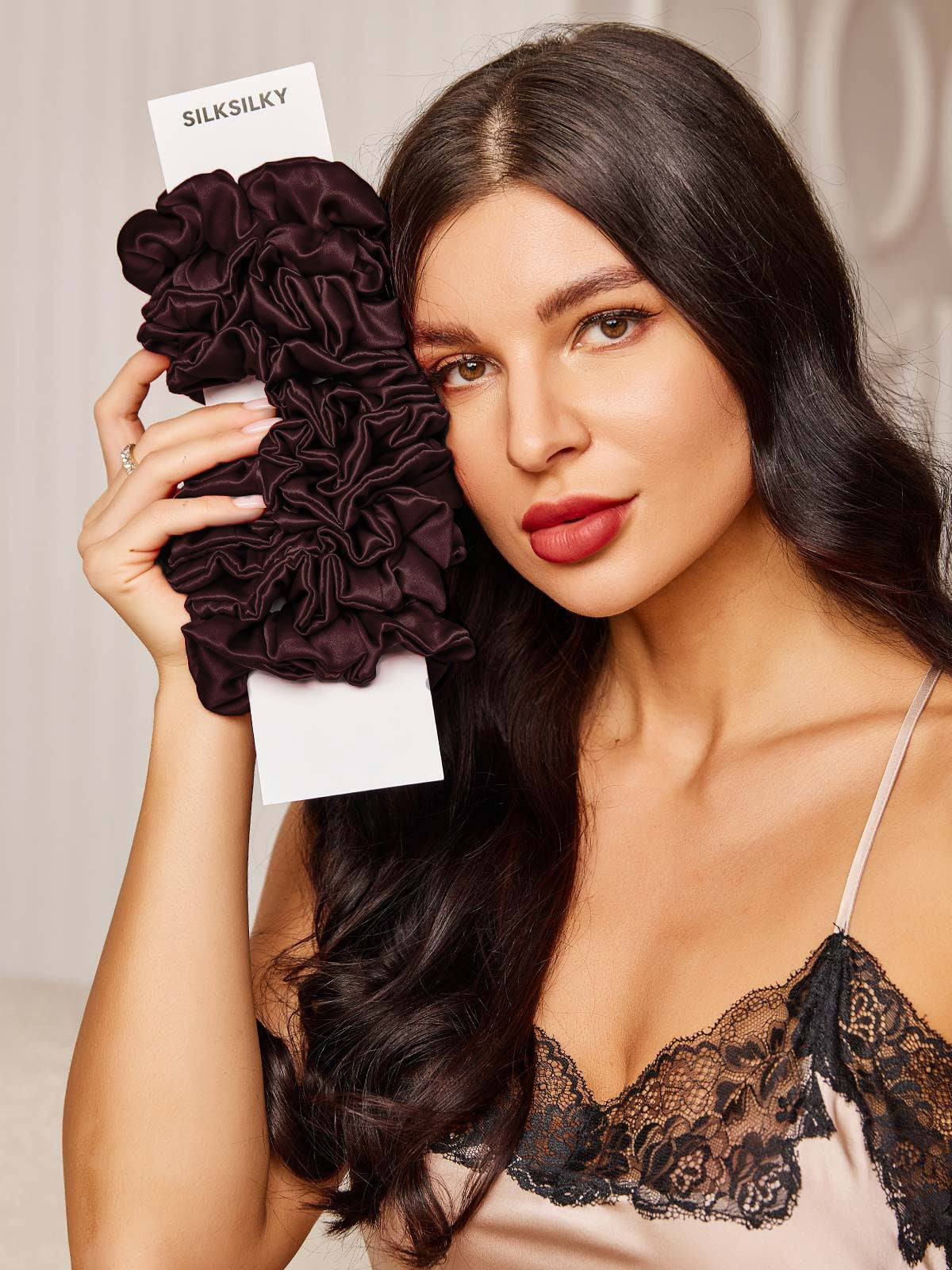 [Brun] SilkSilky-SE 19Momme Rent Silke Scrunchie 002