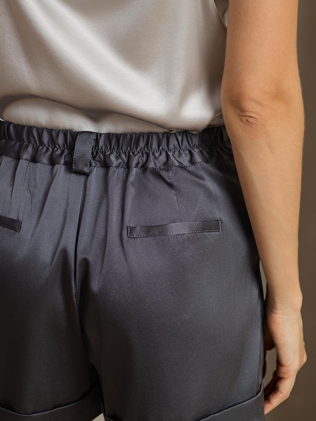 [Mörkgrå] SilkSilky-SE 19Momme Silke Womens Shorts 005