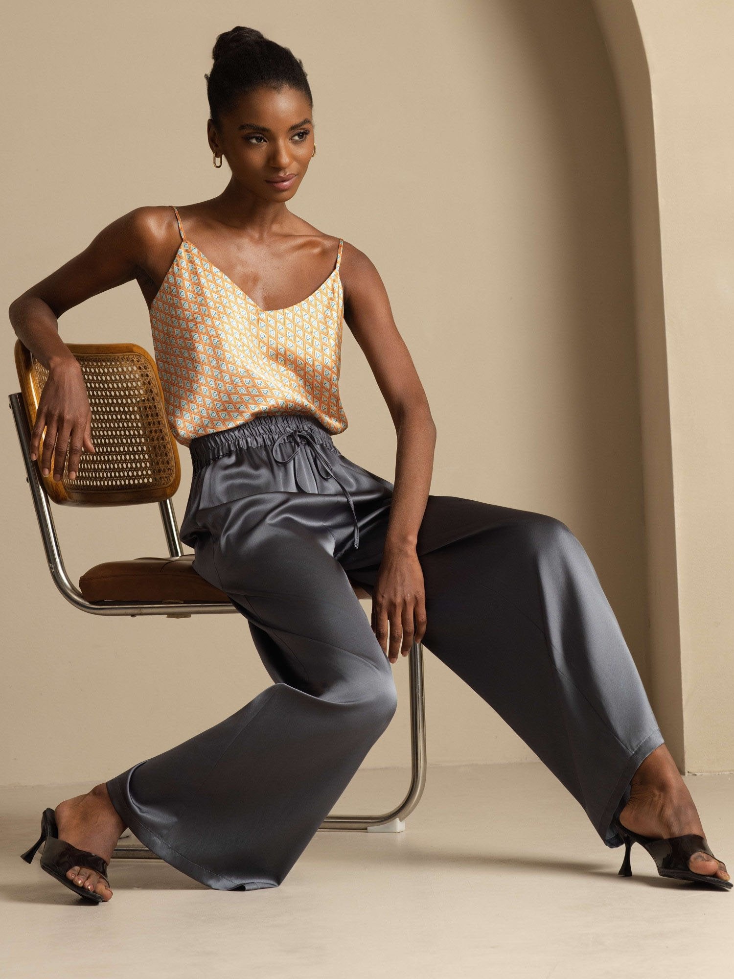 [Mörkgrå] SilkSilky-SE 19Momme Womens Pants 007