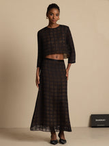 [Svart] SilkSilky-SE Rent Silke Lång Ärm Rund Halsringning Women''s Outfit Sets 001