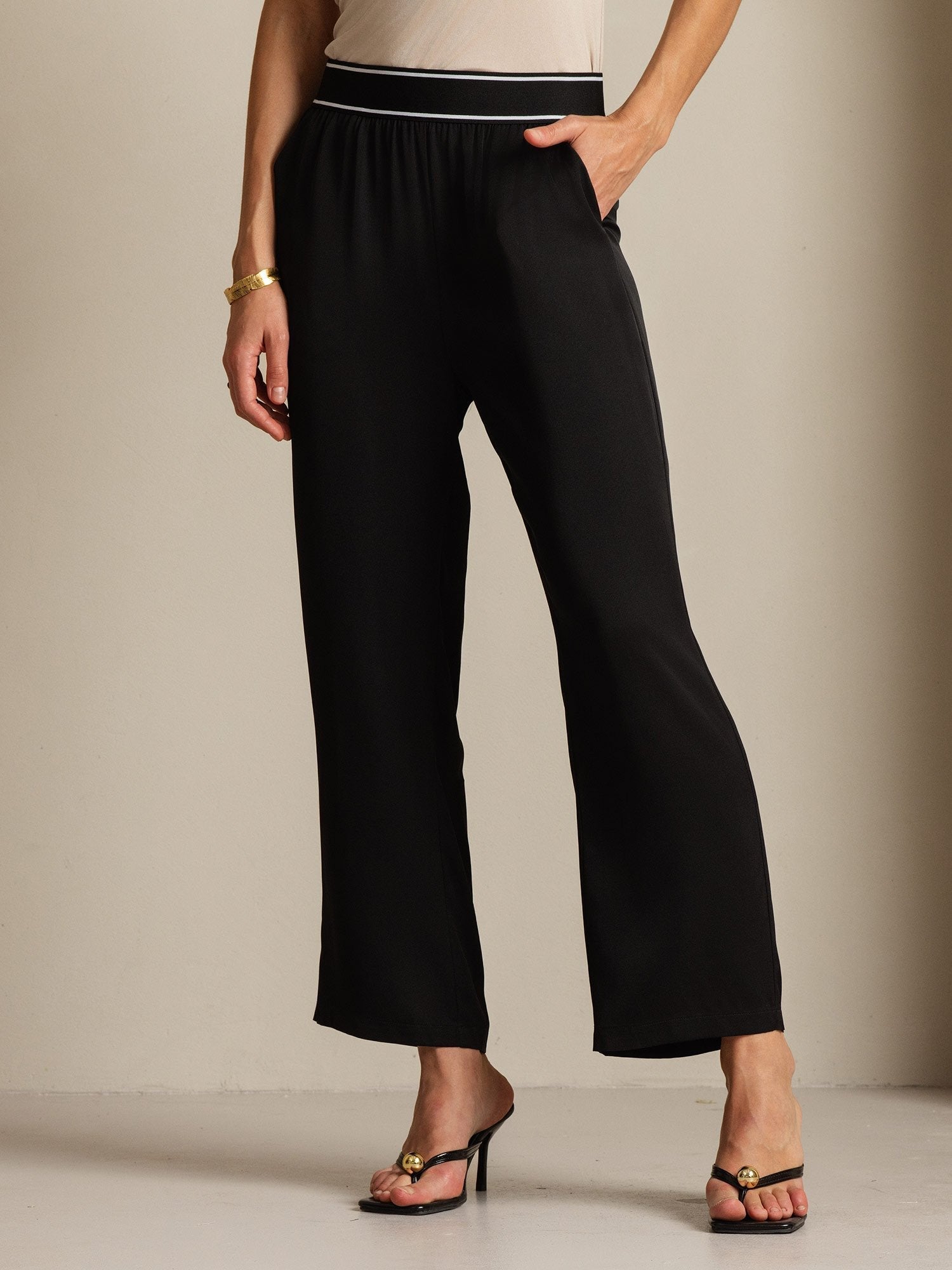 [Svart] SilkSilky-SE 22Momme Silke Womens Pants 008