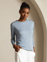 [Gråblå] SilkSilky-SE Rent Silke Womens T-Shirt 007