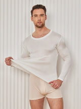 [Vit] SilkSilky-SE Long Sleeve Round Neck Herr T-Shirt 003