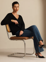[Mörkblå] SilkSilky-SE Long Sleeve Dam Cardigan 009
