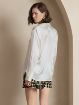 [Vit] SilkSilky-SE Long Sleeve Lapel Collar Damskjorta 002