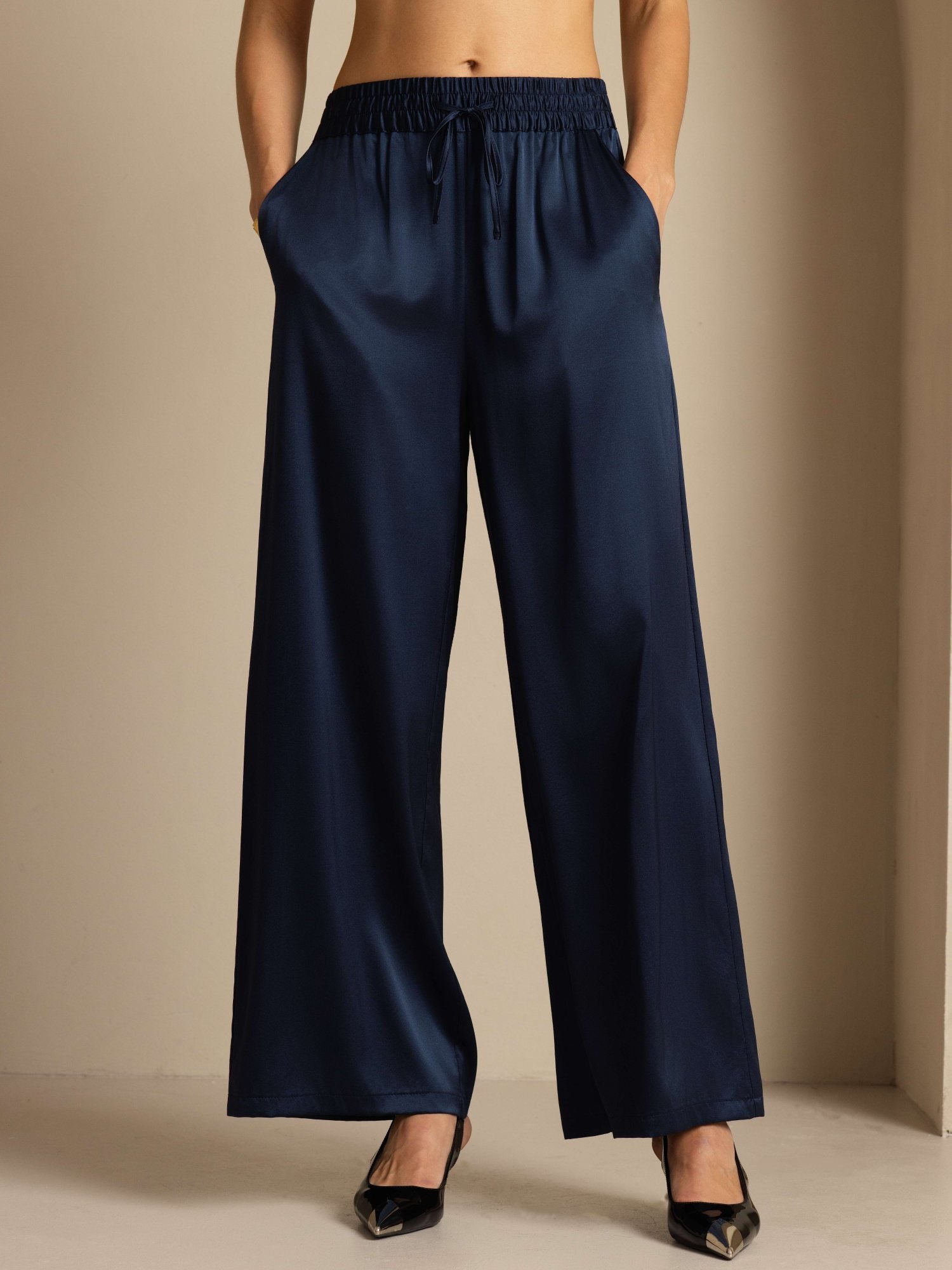 [Mörkblå] SilkSilky-SE 19Momme Womens Pants 001