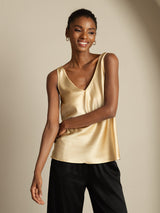 [Champagne] SilkSilky-SE Sleeveless V Neck Cami Toppar 005