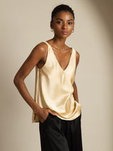 [Champagne] SilkSilky-SE Sleeveless V Neck Cami Toppar 001