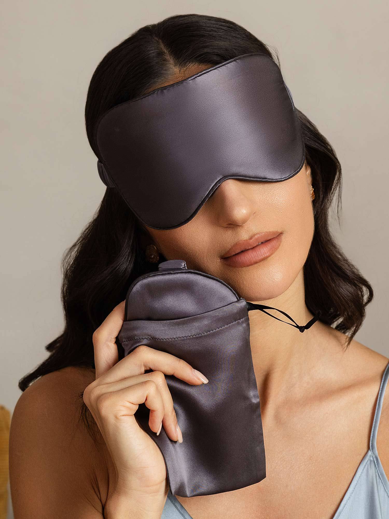 [Mörkgrå] SilkSilky-SE Rent Silke Eye Mask 002