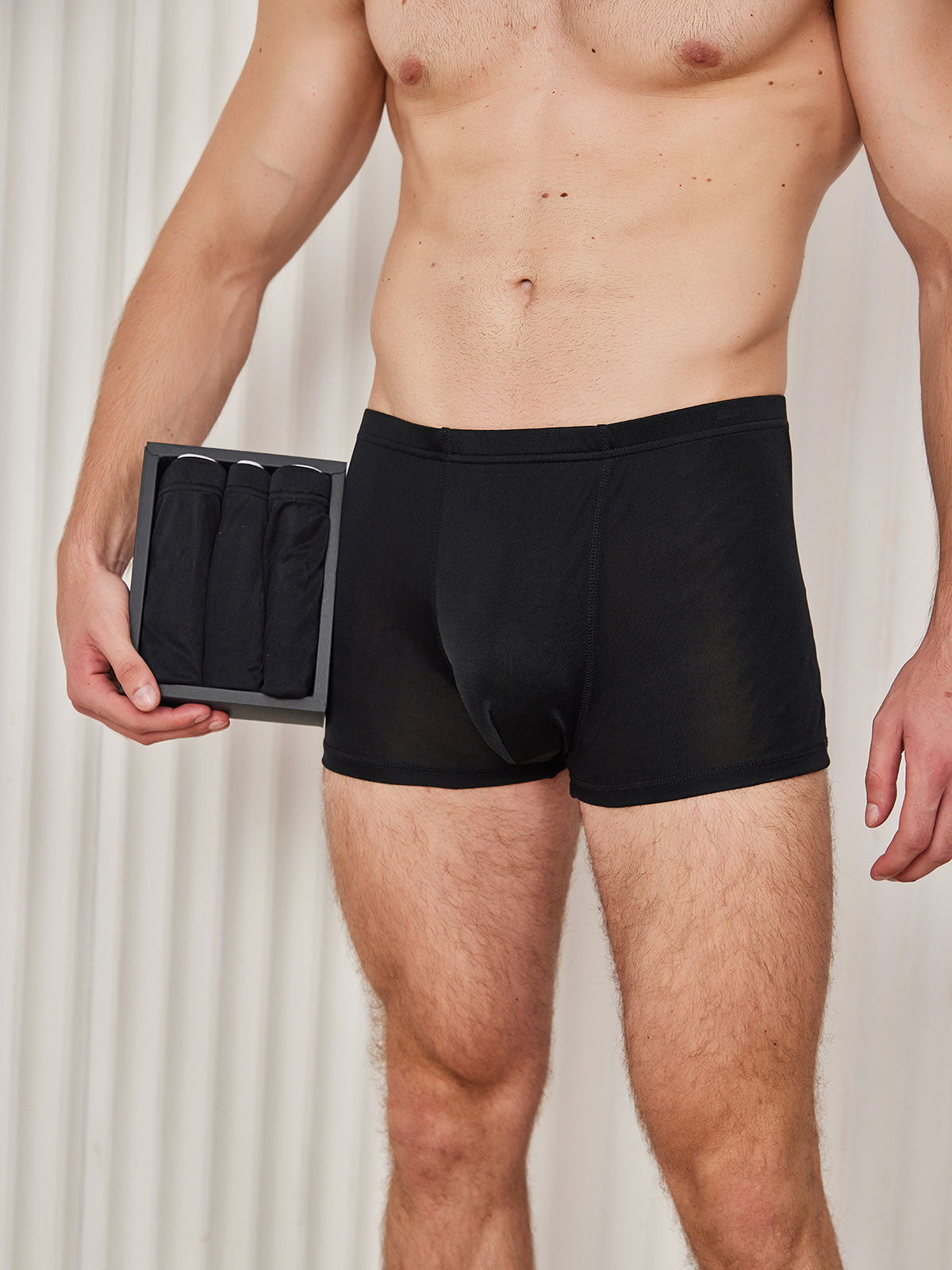 [Svart] SilkSilky-SE Silke Stickad Mens Underwear 001
