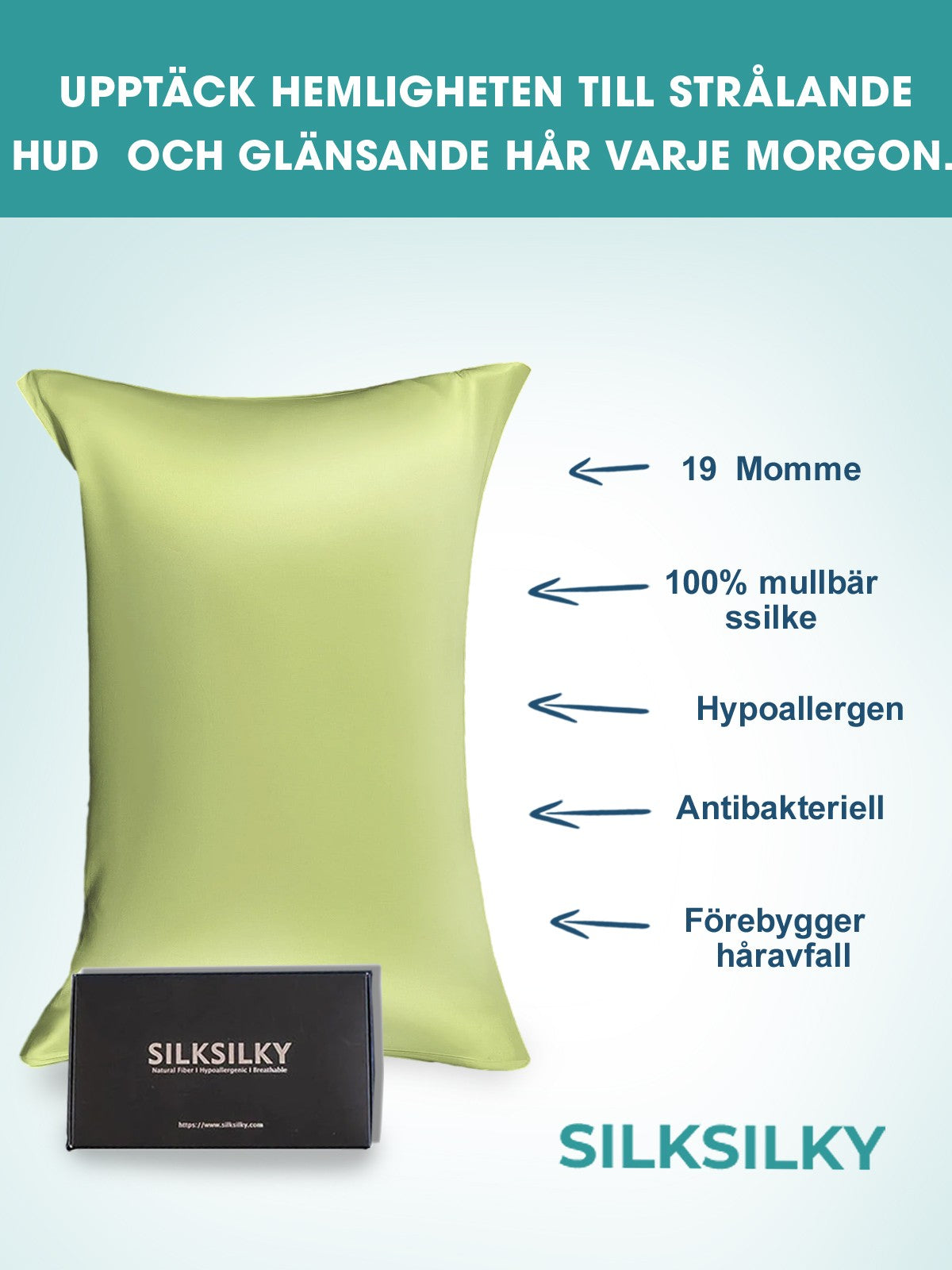 SilkSilky-SE 19Momme Rent Silke Pillowcase Mintgrön 002