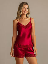 [Vin] SilkSilky-SE Spaghetti Strap V Neck Camisole Set 004