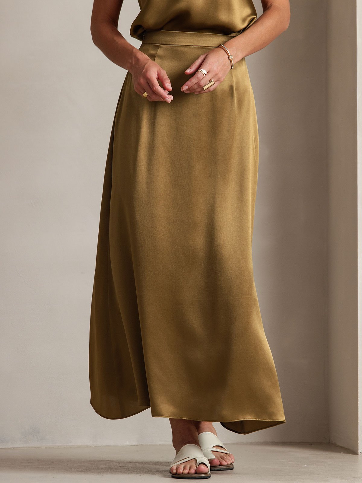 [Brun] SilkSilky-SE 19Momme Silke Skirt 003