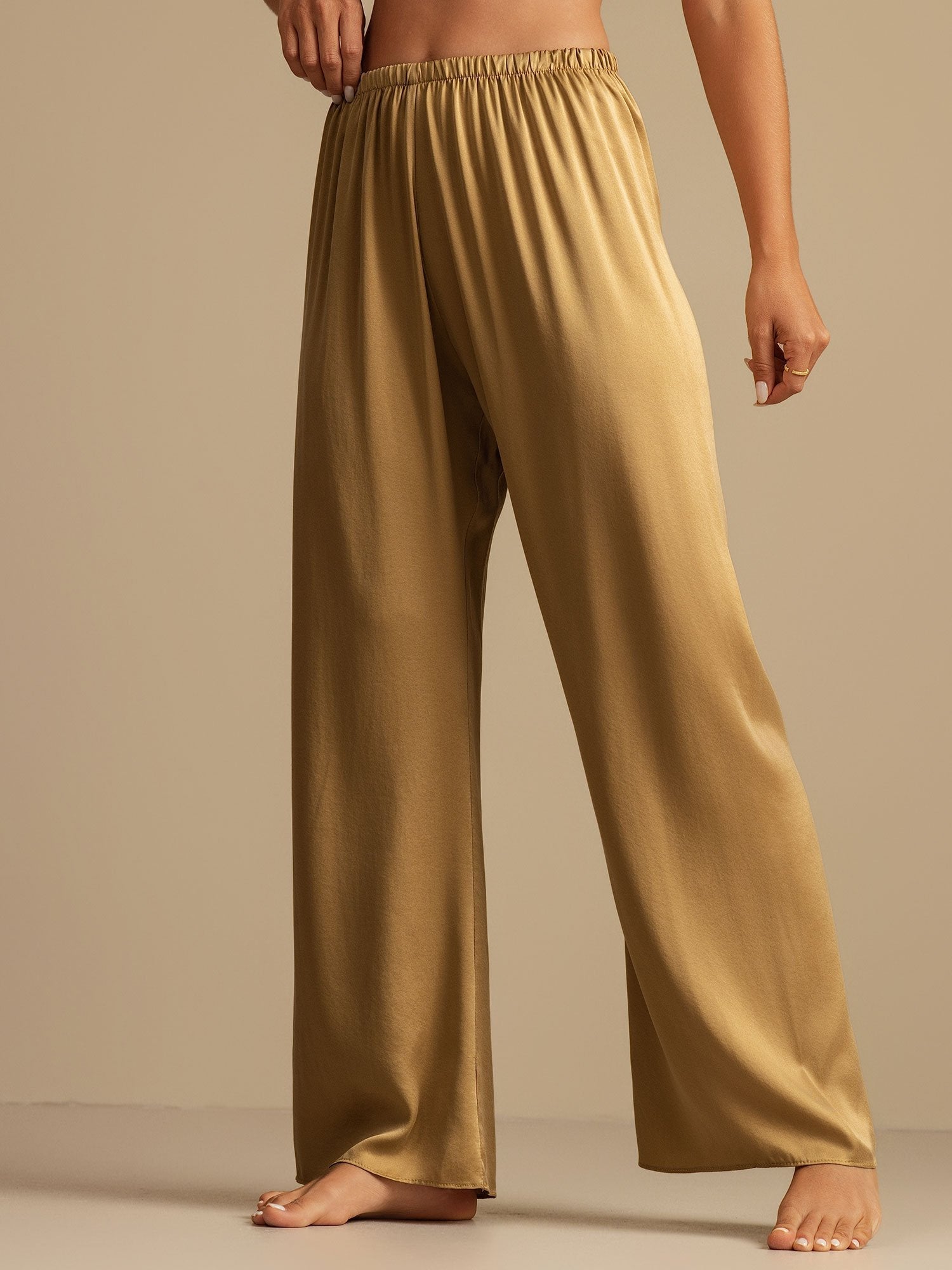 [Tan] SilkSilky-SE 19Momme Silke Womens Sleep Bottoms 004,