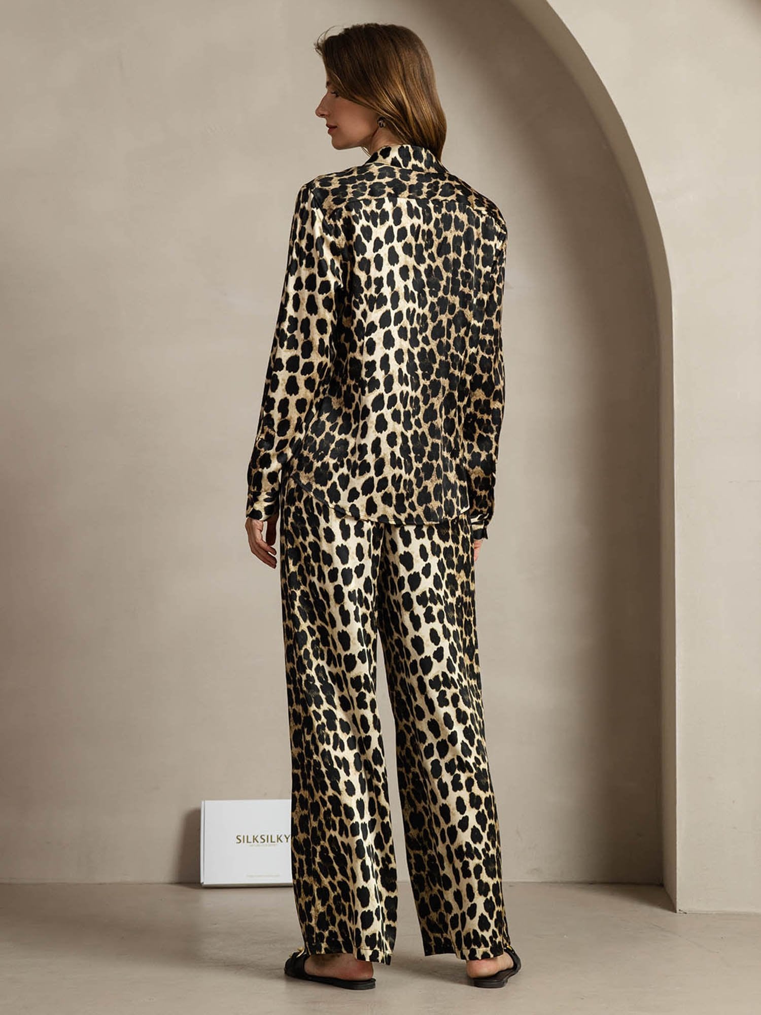 [Leopard] SilkSilky-SE 19Momme Silke Krage Women''s Outfit Sets 002