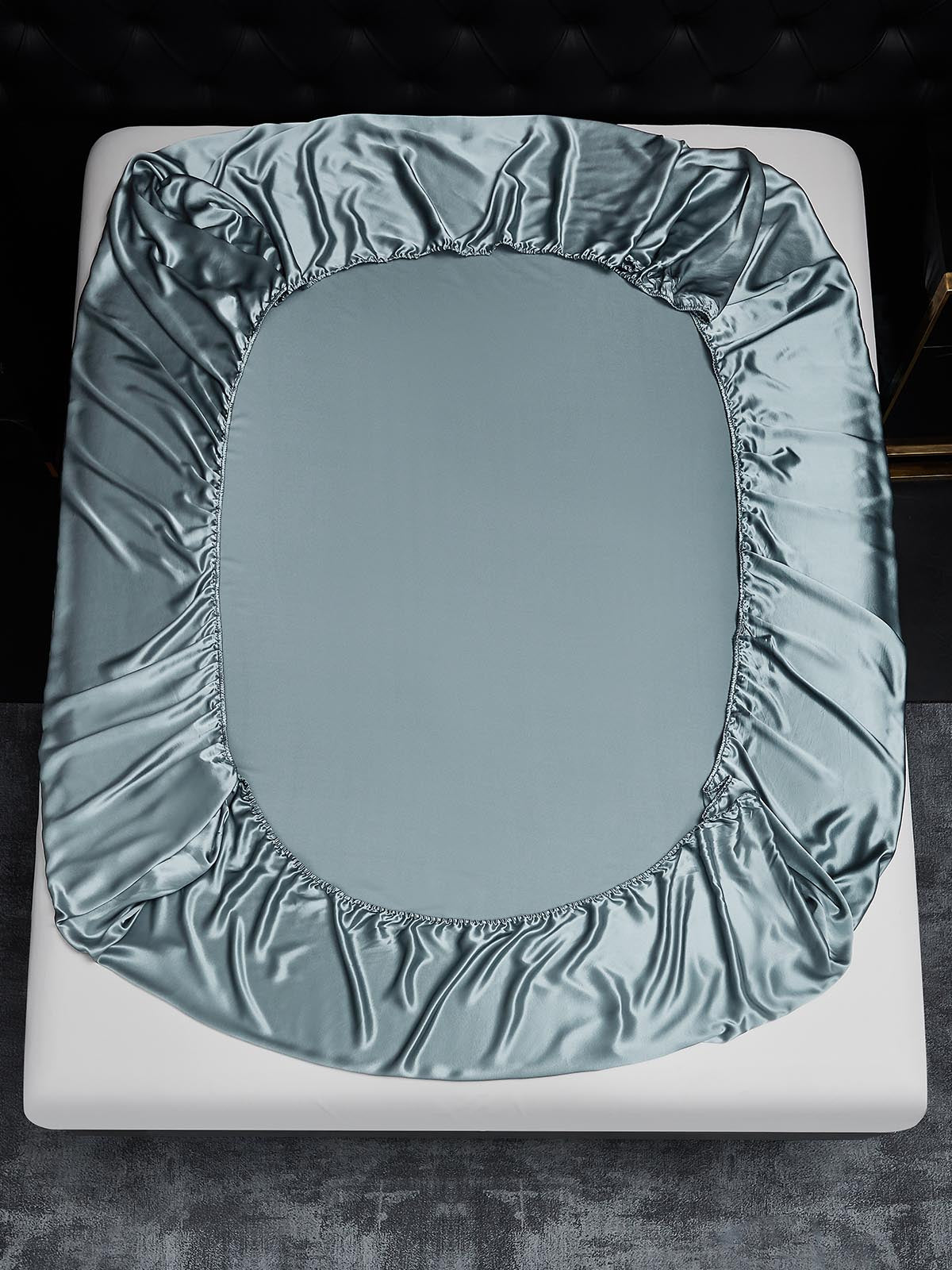 [Gråblå] SilkSilky-SE 22Momme Rent Silke Sheet 003,