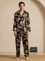 [Svart Drake] SilkSilky-SE Long Sleeve Notchkrage Herr Pyjama 001