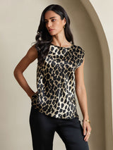 [Leopard] SilkSilky-SE 19Momme Silke Womens T-Shirt 005