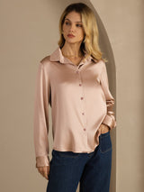 [Toscana] SilkSilky-SE Long Sleeve Lapel Collar Damskjorta 003