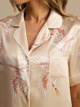 [Champagne] SilkSilky-SE Short Sleeve Lapel Collar Dam Pyjama 005