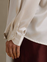 [Ljusgrå] SilkSilky-SE Long Sleeve Tie Neck Damblusar 005