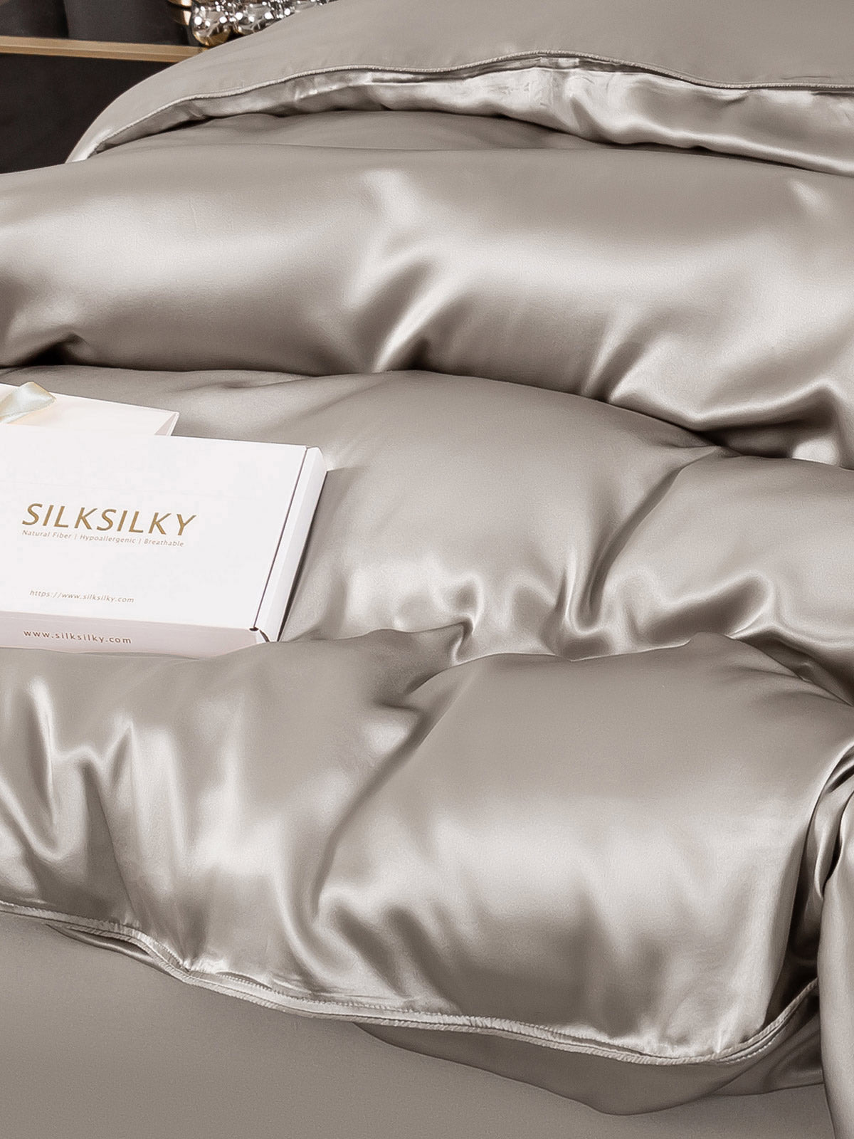 SilkSilky SE 22Momme Rent Silke Duvet Cover Grå 005