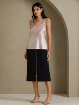 [Skugggrå] SilkSilky-SE Sleeveless V Neck Cami Toppar 007