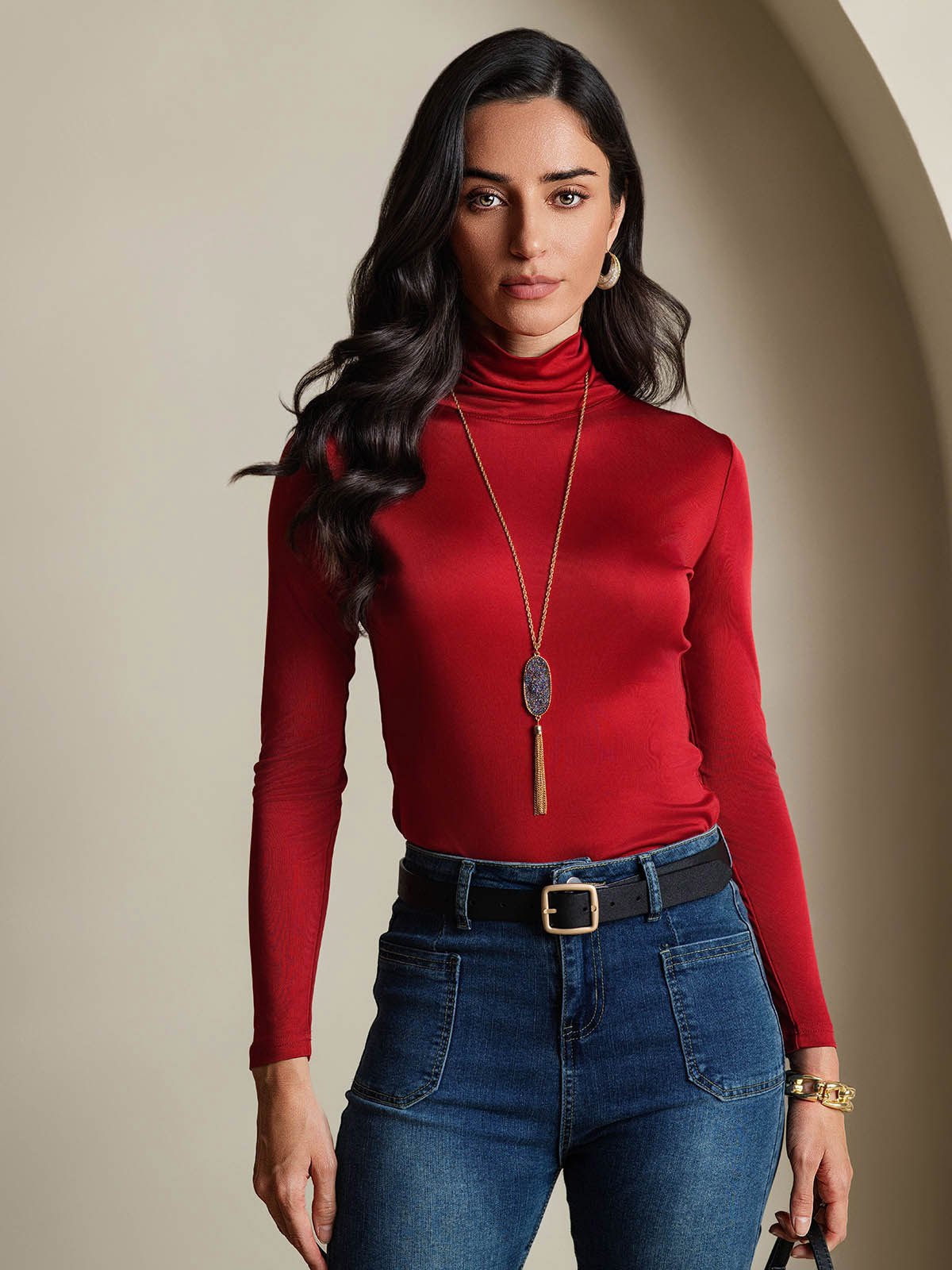 [Vin] SilkSilky-SE Lång Ärm Polotröja Dam T-Shirt 001