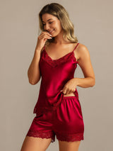 [Vin] SilkSilky-SE Spaghetti Strap V Neck Camisole Set 003