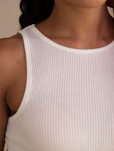 [Vit] SilkSilky-SE Sleeveless Crew Neck Cami Toppar 005