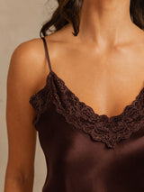 [Brun] SilkSilky-SE Spaghetti Strap V Neck Camisole Set 004