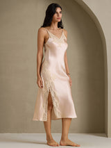 [Ljusrosa] SilkSilky-SE Spaghetti Strap V Neck Nattlinne 007