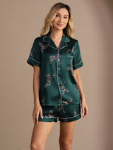[Smaragd Zebra] SilkSilky-SE Short Sleeve Lapel Collar Dam Pyjama 001