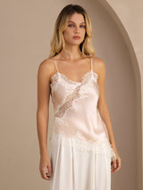 [Rosa] SilkSilky-SE Spaghetti Strap V Neck Cami Toppar 001