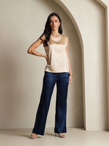 [Champagne] SilkSilky-SE Sleeveless Round Neck Cami Toppar 008