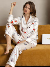 [Vit Fjäril] SilkSilky-SE Rent Silke Womens Pajamas 003,