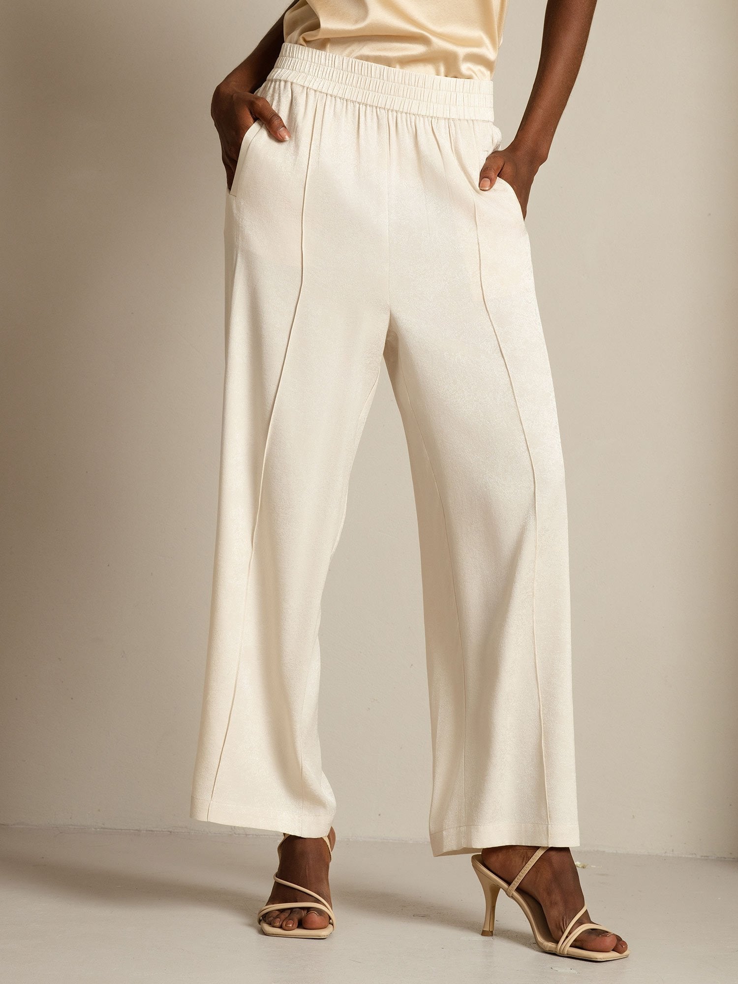 [Beige] SilkSilky-SE 22Momme Silke Womens Pants 003
