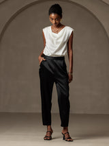 [Svart] SilkSilky-SE 19Momme Silke Womens Pants 001