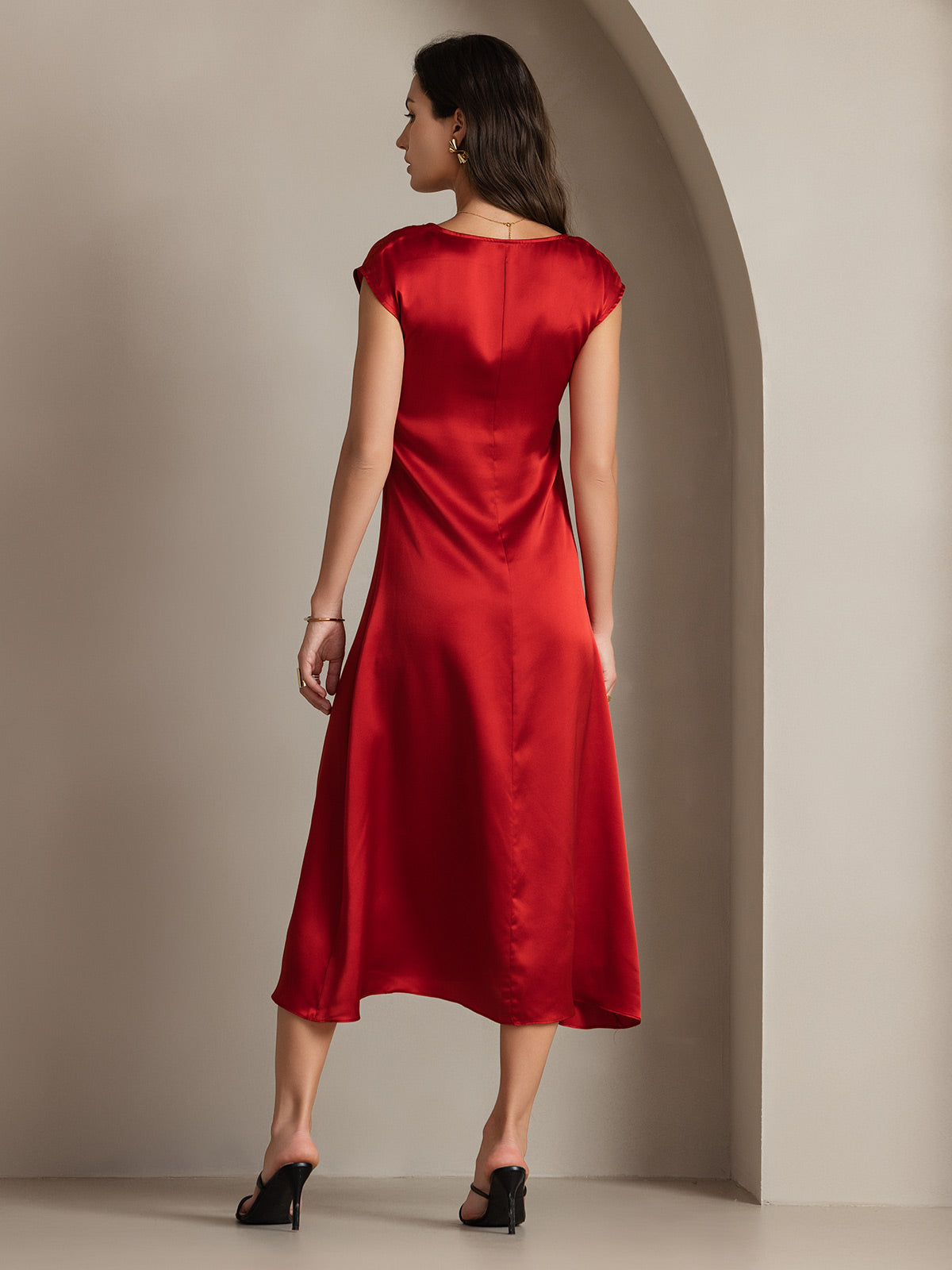 SilkSilky-SE 19Momme Silke Ärmlös Dress Vin 002