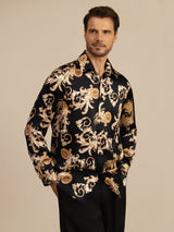 [Svart Drake] SilkSilky-SE Long Sleeve Lapel Collar Herrskjorta 003