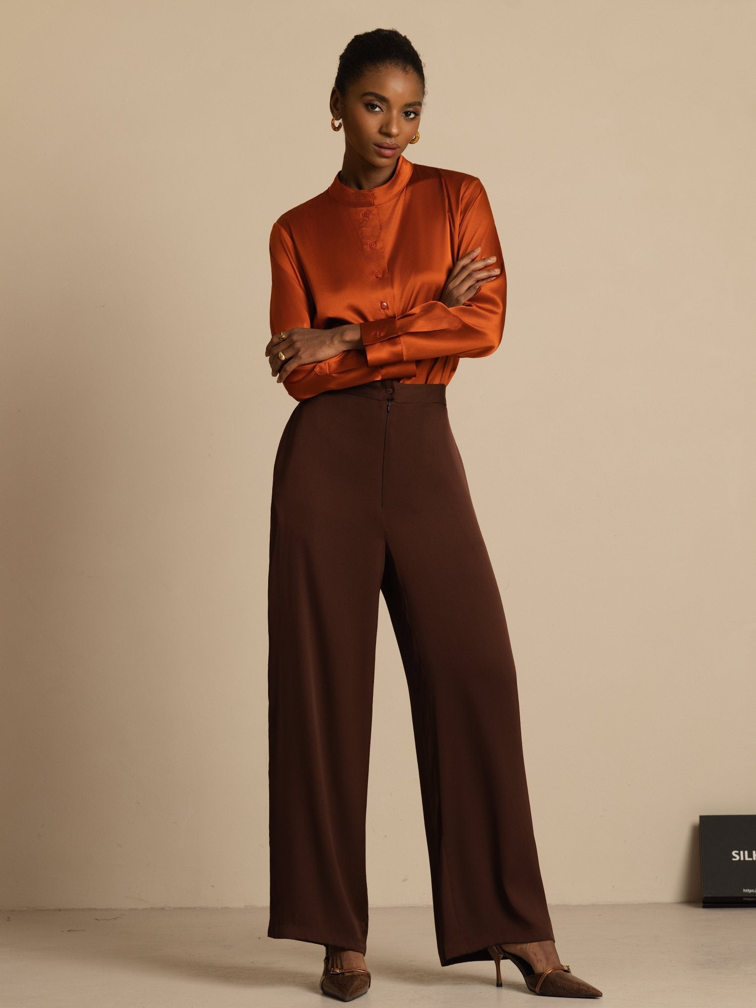 [MörkChoklad] SilkSilky-SE 19Momme Silke Womens Pants 006
