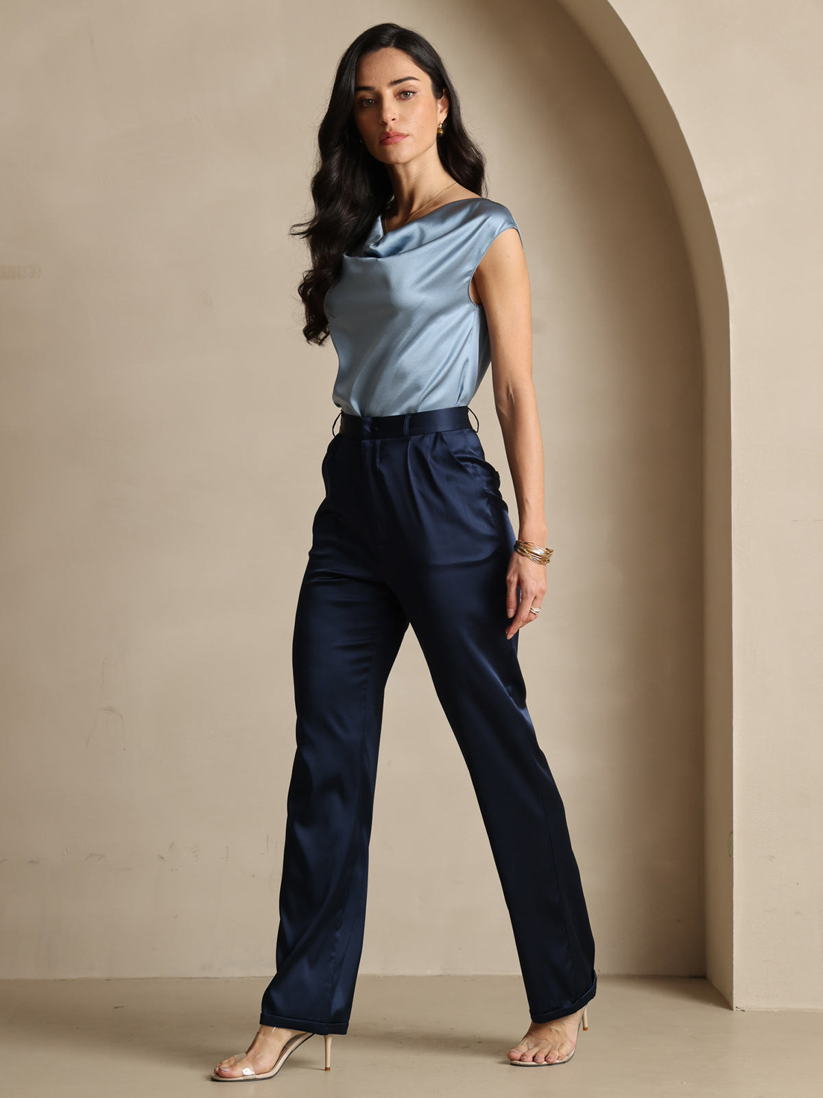 [Mörkblå] SilkSilky-SE 19Momme Silke Womens Pants 008