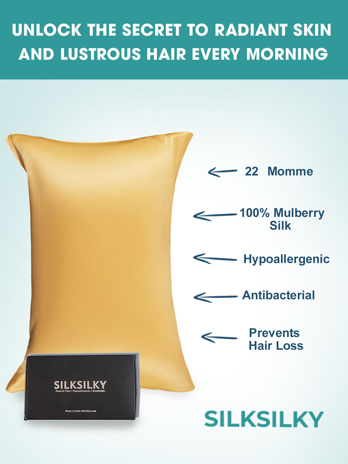 [Champagne] SilkSilky-SE 22Momme Rent Silke Pillowcase 003