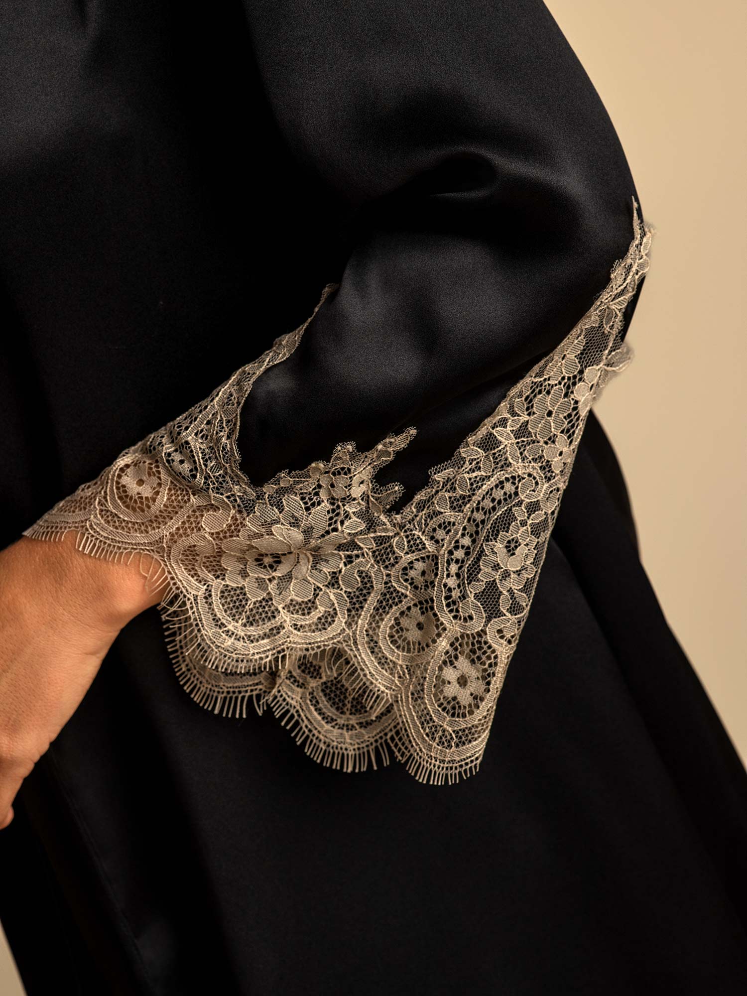 [Svart] SilkSilky-SE Rent Silke Nightgown&Robe Set 004,