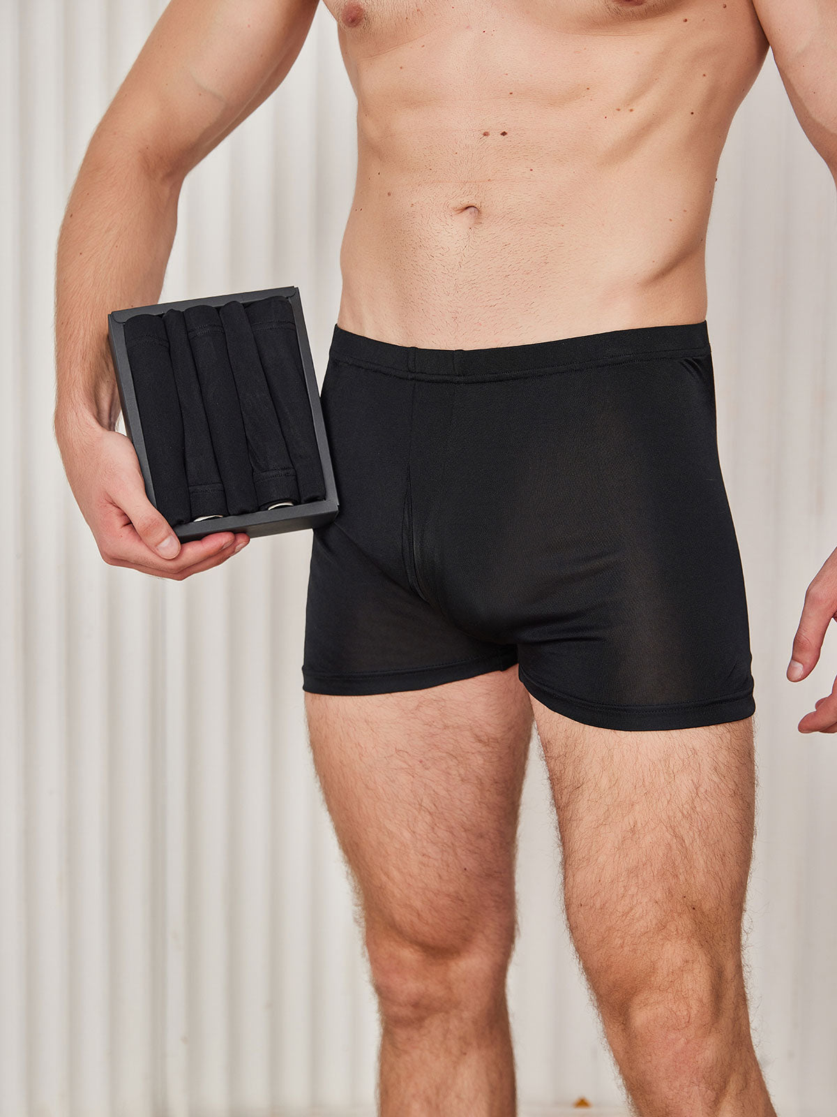 [Svart] SilkSilky-SE Silke Stickad Mens Underwear 001