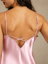 [Ljusrosa] SilkSilky-SE Spaghetti Strap V Neck Nattlinne 005